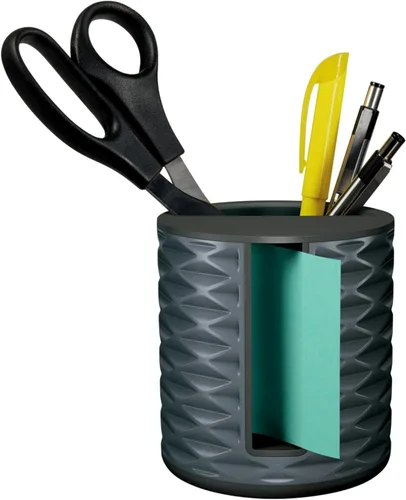 Vista 8 de Dispensador de Notas Post-it, Diseño Vertical, Notas Pop-Up, Negro con Patrón Geométrico Gris, 1 Juego Aqua Splash de Notas Superadhesivas de 3 x 3