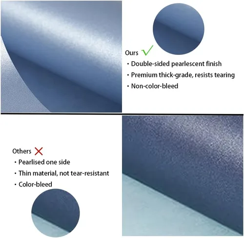 Vista 2 de Juertime - Papel de regalo mate azul marino - Papel de regalo reversible perlado-lustre perfecto para bodas, San Valentín, cumpleaños, Navidad, día