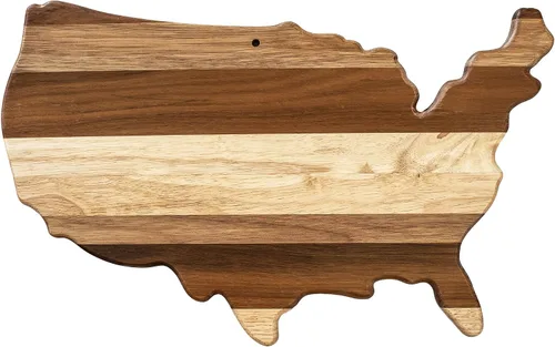 Vista 9 de Totally Bamboo Rock & Branch Shiplap Series Tabla de Cortar de Madera con Forma del Estado de Alabama y Bandeja para Servir Charcutería, Incluye