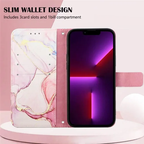 Vista 4 de Funda protectora compatible con Motorola Moto G Stylus 5G para mujer, con tarjetero y función atril, de piel de lujo con función atril, a prueba