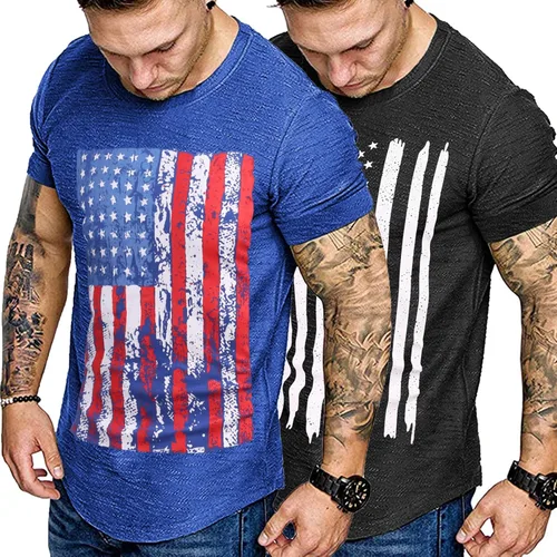 COOFANDY Men 2 Pack Muscle Workout T Shirt Gym Bodybuilding Short Sleeve Tee Top