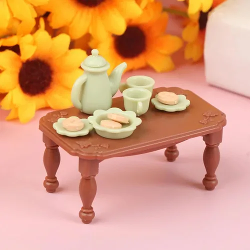 Vista 4 de Juego de Casa de Muñecas Familiar para Sala de Estar — Piano con Banco y Partitura, Dos Sillones, Mesa de Centro, Lámpara de Pie y Juego de Té