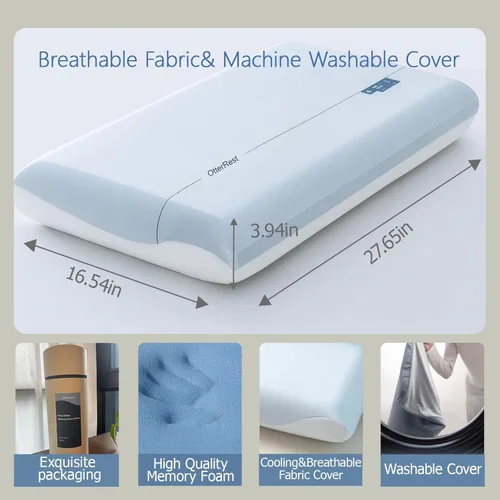 Vista 5 de Almohada de espuma viscoelástica para dormir, almohada refrescante y adaptativa para aliviar el dolor de cuello y aliviar la presión, adecuada