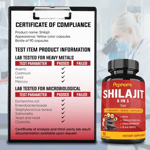 Vista 7 de Shilajit Himalayan Cápsulas – Suministro de 3 meses – Ashwagandha combinada, ginseng, palma enana americana, maca, tribulus, chaga, pimienta negra