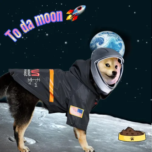 Vista 4 de ChoChoCho Impermeable para perro, chaqueta impermeable reflectante a prueba de agua, disfraz de la NASA para perro, ropa de calle elegante