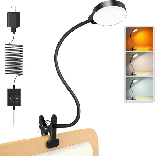 Vista 8 de Glocusent Luz de lectura de 5 W para cama, lámpara de cama de 36 LED para el cuidado de los ojos, 3 colores y 5 niveles de brillo para cabecero