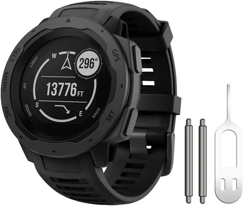Vista 10 de ANCOOL Correa de repuesto de silicona suave para Garmin Instinct de 0.866 in para Garmin Instinct 2/Solar/Tactica/Esports Smartwatch (verde militar)