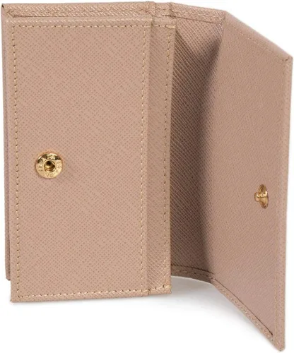 Vista 2 de Prada Cartera pequeña de piel Saffiano beige para mujer 1MC122, Beige, Cartera con tarjetero