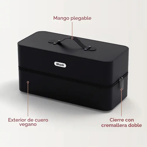 Vista 3 de Shark XHD400SAC FlexStyle Air Styling & Drying System Estuche de almacenamiento, funda de viaje de cuero vegano, negro, 1 unidad (paquete de 2)