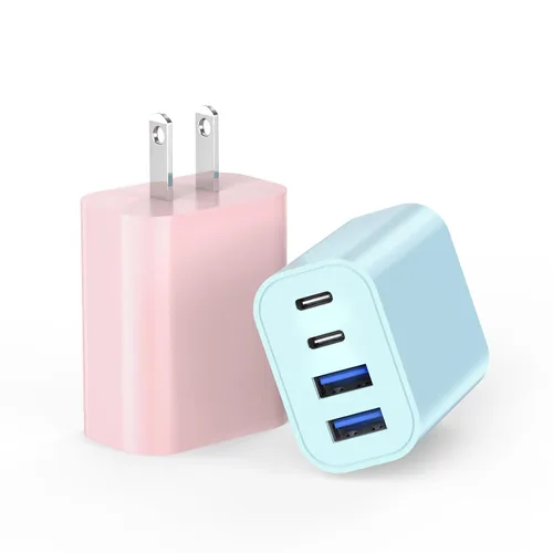 Vista 12 de Bloque de carga rápida de 40 W Apple 17 16, paquete de 2 bloques de cargador USB C rápido de 4 puertos, adaptador de corriente PD y adaptador QC