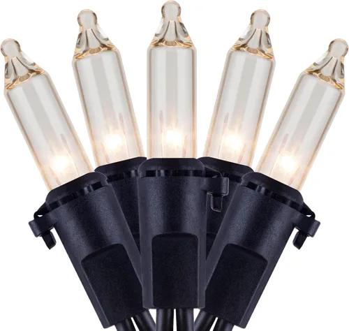 Vista 12 de YULETIME Luces de Navidad naranjas con cable marrón, 66 pies, 200 luces con certificación UL, paquete de 2 juegos de 33 pies, 100 miniluces