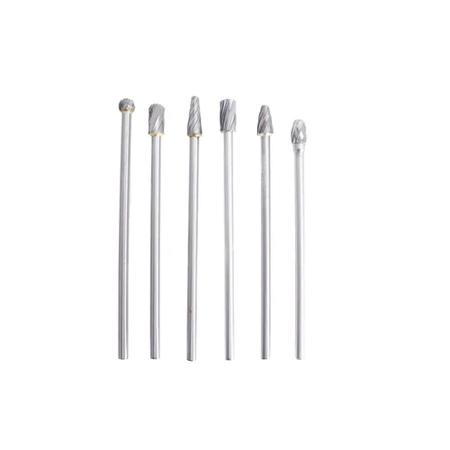 findmall Juego de 6 fresas rotativas de aleación de carburo de 0.236 in (1/4 pulgadas), vástago de 0.394 in, cabeza de 5.906 in de longitud para