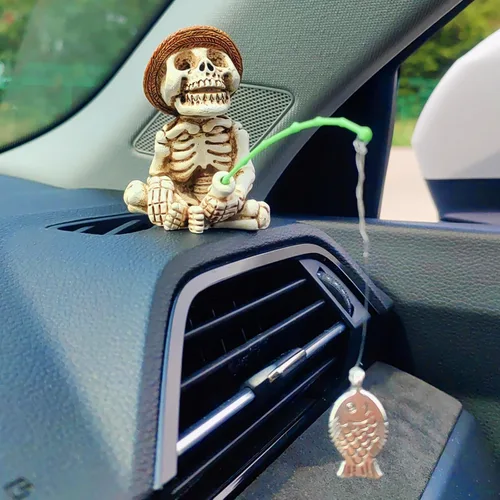 Vista 11 de Lindos adornos de coche de pesca para salpicadero, decoración de tablero de instrumentos de coche de peces oscilantes, divertida decoración de coche