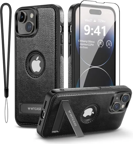 Vista 23 de WTCASE Funda magnética de piel para iPhone 14 Pro Max, soporte invisible integrado [compatible con Magsafe] protector delgado compatible con iPhone