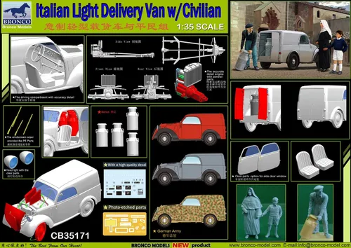 Vista 2 de Unbekannt Bronco 1/35 Van de entrega ligera italiana con CB35171 civil
