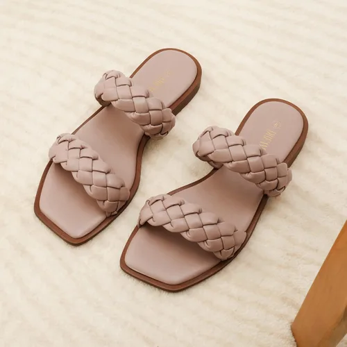 Vista 6 de DREAM PAIRS Sandalias trenzadas para mujer, con dos correas y punta cuadrada, elegantes para el verano