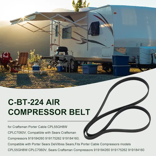 Vista 6 de Paquete de 2 correas de compresor de aire C-BT-224 para Craftsman Porter Cable CPL55GH8W CPLC7060V, compatible con compresores Sears Craftsman