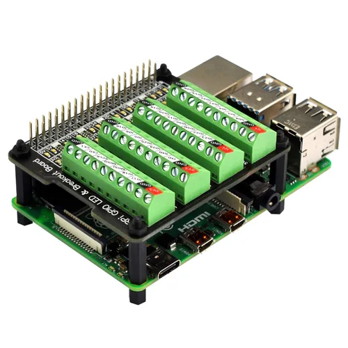 Vista 9 de HCDC RPi GPIO Status LED & Terminal Block Breakout Board HAT for Raspberry Pi A+ 3A+ B+ 2B 3B 3B+ 4B