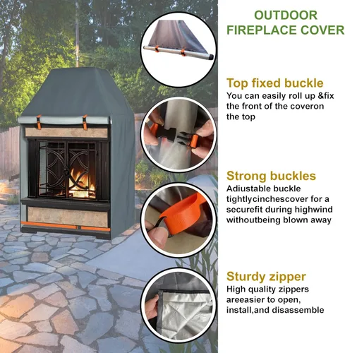 Vista 4 de Funda para chimenea al aire libre, tela Oxford resistente al agua para proteger el patio vertical al aire libre, cubiertas de chimenea de leña, 36 x