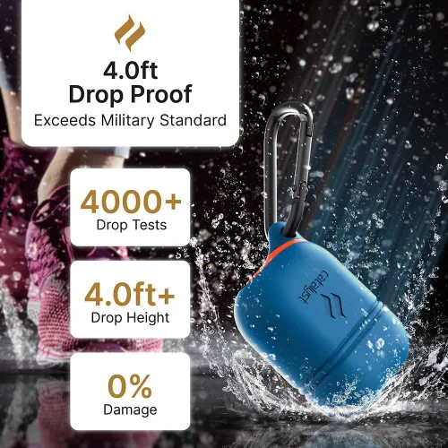 Vista 3 de Catalyst - Funda impermeable para Airpods de silicona, compatible con Apple Airpods 2 de carga inalámbrica, mosquetón, a prueba de golpes, sellado
