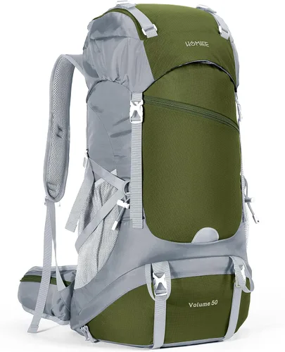 HOMIEE 50L Hiking Backpack Travel Bag Waterproof Camping Rucksack with Rain Cover Lightweight Backpacking Backpack