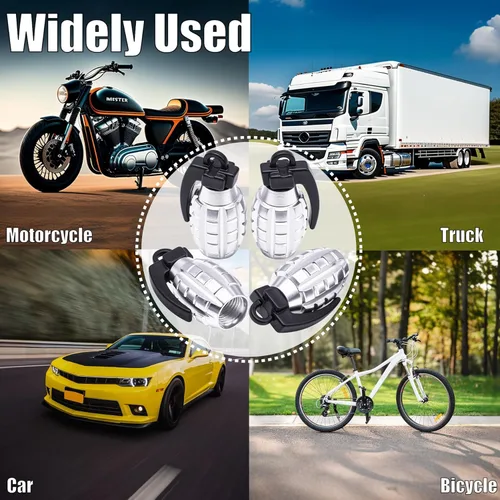 Vista 79 de 4 tapas de válvula de neumático, cubiertas universales de válvula de neumático de aleación de aluminio para automóviles, camiones, SUV, Negro