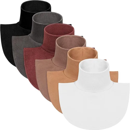 SATINIOR 6 Pcs Women Fake Collar Detachable Dickey Collar Solid Turtleneck Mock Turtleneck Dickey Half Blouse Neckband