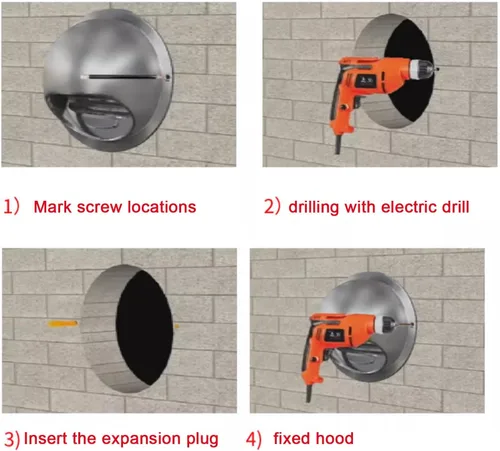Vista 9 de Cubierta de chimenea de acero inoxidable 304, tapa de ventilación de aire, salida de aire de pared exterior, tubo de escape de baño, cubierta