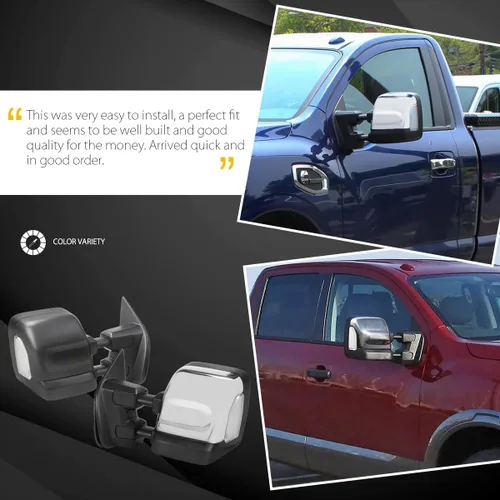 Vista 6 de AUTOZENSATION Compatible con Nissan Titan 2016-2022, par izquierdo + derecho, espejos de remolque con calefacción eléctrica con señal LED, sensor