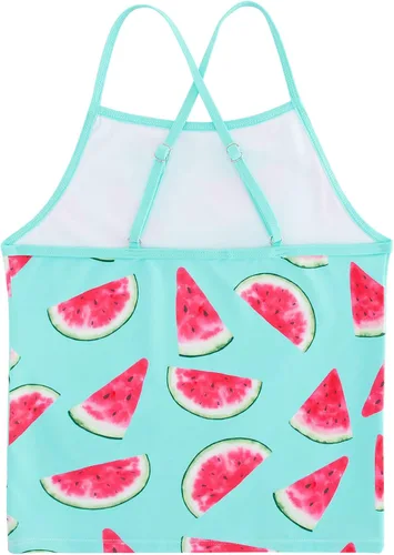 Vista 2 de Traje de baño tankini de dos piezas para niñas con correa ajustable, traje de baño hawaiano para playa de 5 a 12 años