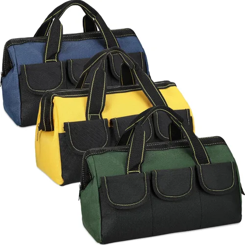Vista 12 de Sanwuta Paquete de 3 bolsas de herramientas para hombres con parte inferior dura impermeable, bolsa de herramientas de alta resistencia de boca