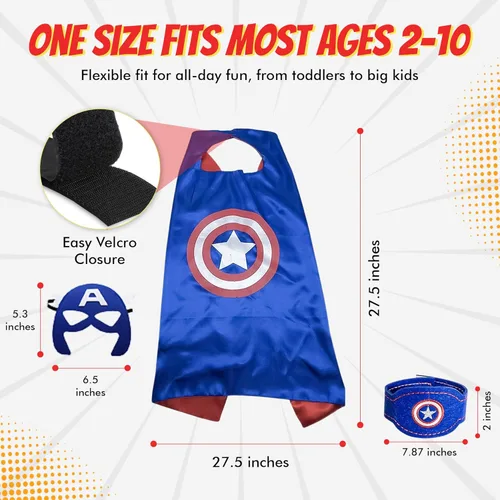 Vista 6 de Capas y máscaras de superhéroe para niños - Capas de satén y máscaras de fieltro para niños