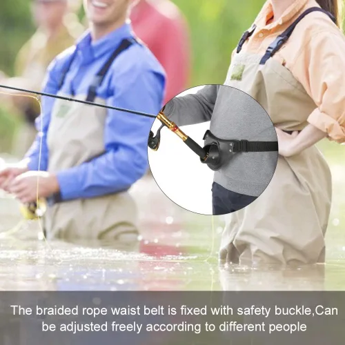 Vista 3 de Cinturón de lucha de pesca, cuero sintético, ajustable, giratorio, para pesca, soporte para poste de barra, accesorio profesional para pescadores
