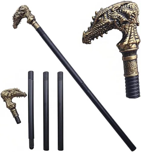 Cetro de dragón desmontable, bastón de plástico de 43 pulgadas con cabeza de dragón vintage, varita para disfraz de cosplay, accesorios de Halloween