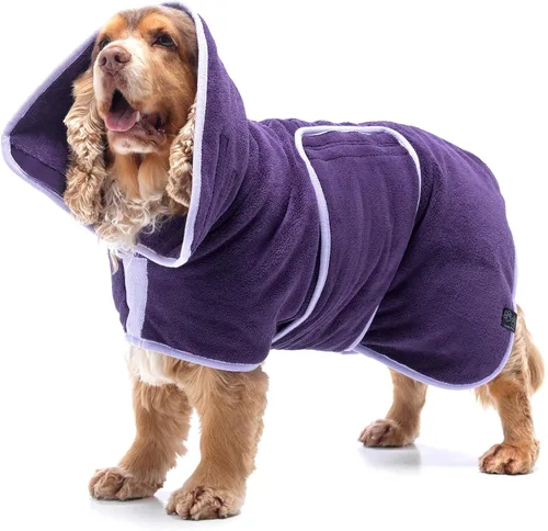 Vista 14 de Lucky Pooch® Bata de baño para perro, lujosa bata de baño para perro, ultra absorbente, ¡seca a tus perros en minutos! Doble capa, toalla súper