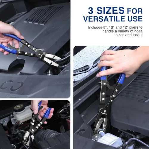 Vista 4 de WORKPRO 3-Piece Ratcheting Hose Pinch Off Pliers Set, 8", 10", 12" Locking Hose Pinch Pliers Set with Storage Bag - for Radiator, Coolant