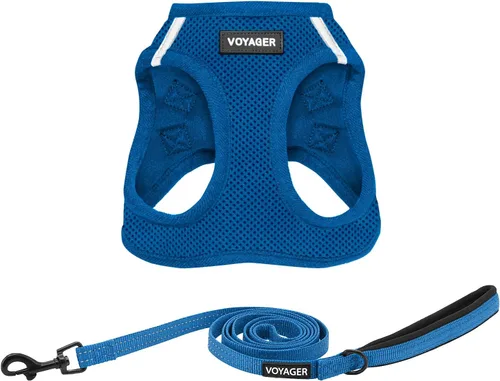 Vista 14 de Best Pet Supplies - Arnés Voyager Step-in Air de malla y correa reflectante para perro de 5 pies, apta para todos los climas, con mango de neopreno