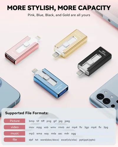Vista 5 de Unidad Flash de 512GB Certificada MFi para iPhone iPad, Memoria USB Photo Stick para Almacenamiento de Memoria Externa, Respalda y Guarda Archivos