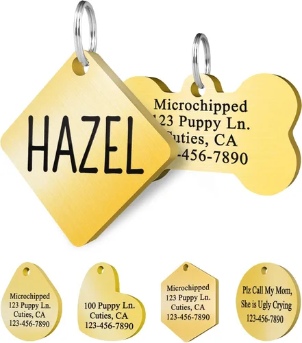 Vista 21 de Ultra Joys Etiquetas de perro personalizadas grabadas para mascotas, etiquetas de perro personalizadas en la parte delantera y trasera
