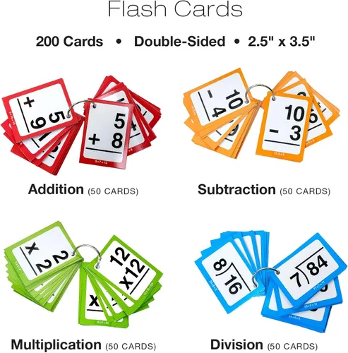 Vista 5 de Excello Global - Kit educativo de matemáticas, juego de 315 piezas, incluye carteles educativos, tarjetas flash, cubos de matemáticas, rotafolios