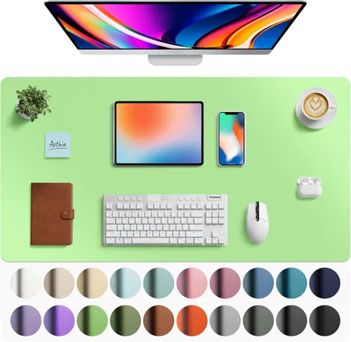 Vista 10 de Aothia - Protector de escritorio de cuero sintético impermeable y antideslizante para laptop, escritura y mouse, para oficina y hogar, 23.6 x 13.7