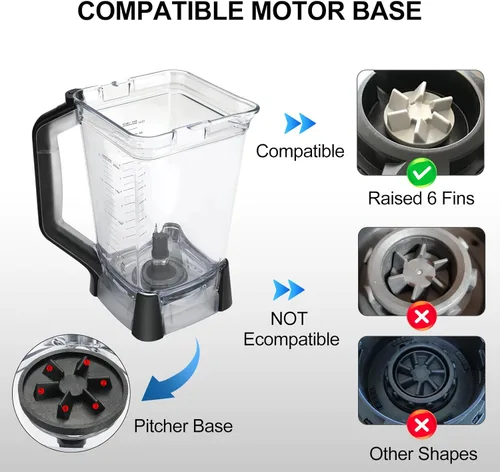 Vista 3 de Piezas de repuesto Ninja Blender - Jarra de 72 onzas con tapa de bloqueo, vasos de licuadora Ninja Blenders compatibles con BL610, BL610BRN, BL610C