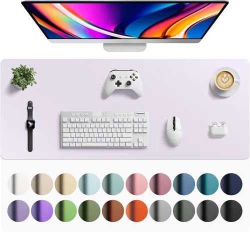 Vista 130 de Aothia - Protector de escritorio de cuero sintético impermeable y antideslizante para laptop, escritura y mouse, para oficina y hogar, 23.6 x 13.7
