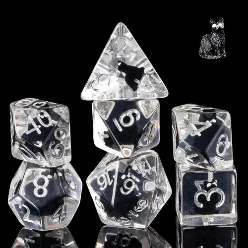 Vista 31 de Cusdie Dados DND de 7 Dados, Juego de Dados Poliédricos Rellenos con Animal, para Juego de Rol D&D Dados (Águila)