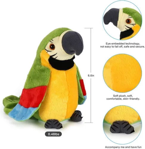 Vista 2 de Talking Parrot No Matter What You Say Will Repeat What You Say Funny Learning Good Helper Bring You Happiness!Parrot Toys! Speaking Parrot.Talking
