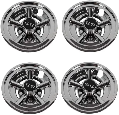 Fundas para ruedas SS de 8 pulgadas, 4 tapas de cubo cromadas plateadas, fundas universales de repuesto para ruedas, se adapta a EZGO, Club Car,