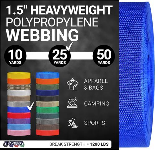 Vista 69 de Strapworks Heavyweight Polypropylene Webbing - Heavy Duty Poly Strapping for Outdoor DIY Gear Repair, 1.5 Inches
