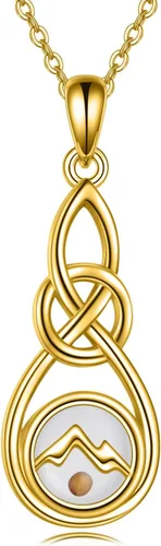 Vadmans Collar de plata de ley con dije de infinito celta con semillas de mostaza, joyería religiosa para mujeres y hombres