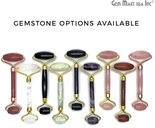 Vista 2 de Select Your Face Roller, Two Stone, Gold Plated, Healing Stones, Massage Tool, Beauty Product, Healthy Living, Skin Care, Handcrafted Tool (CHPR)