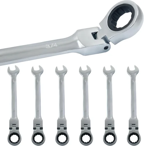 Vista 5 de Murtenze Llave combinada de trinquete de cabeza flexible de 3/4 pulgadas - SAE - 72 dientes - 12 puntos - Llave de engranajes de cabeza flexible